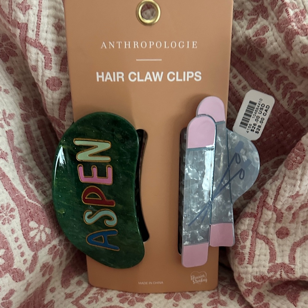 Anthropologie Frasier Sterling set of 2 aspen ski hair claw clips